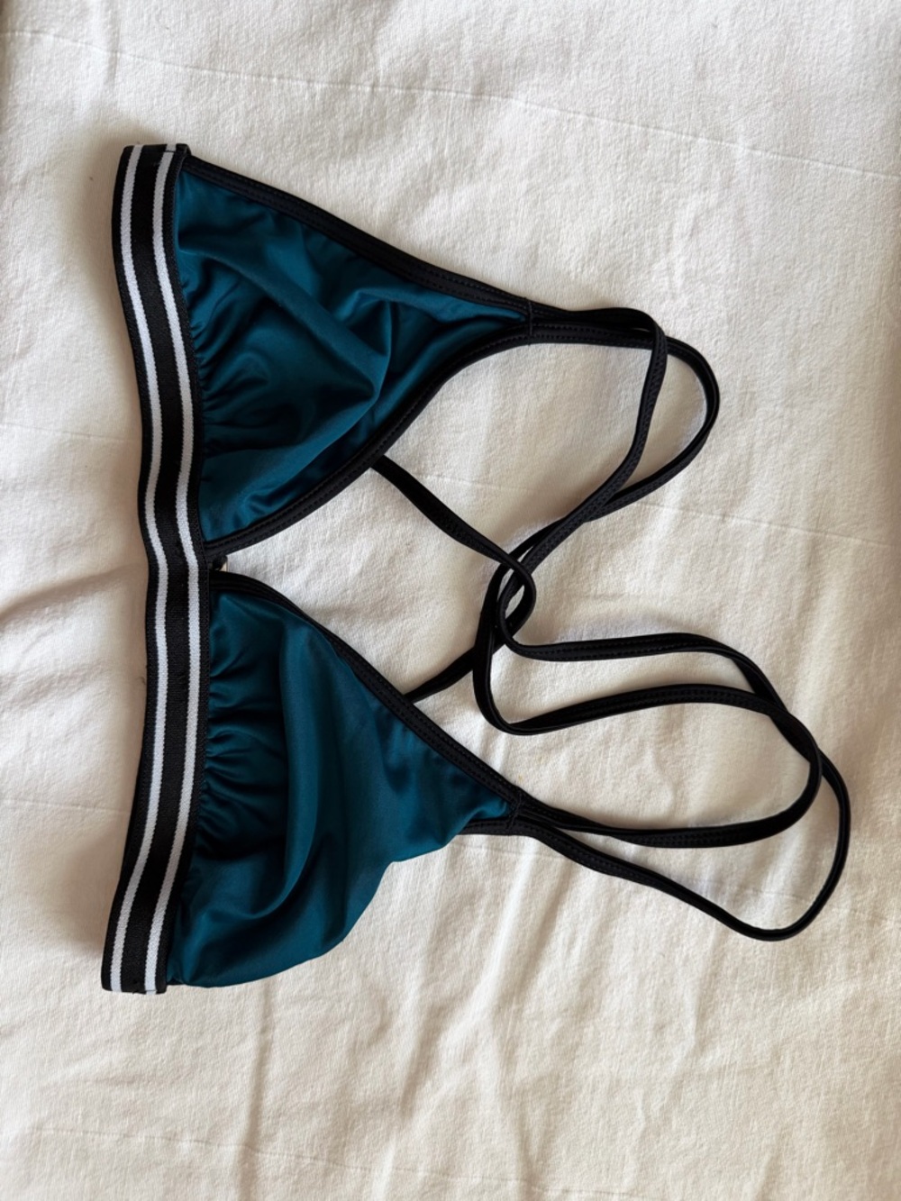 Xhilaration Teal Triangle Bikini Top with Black Trim